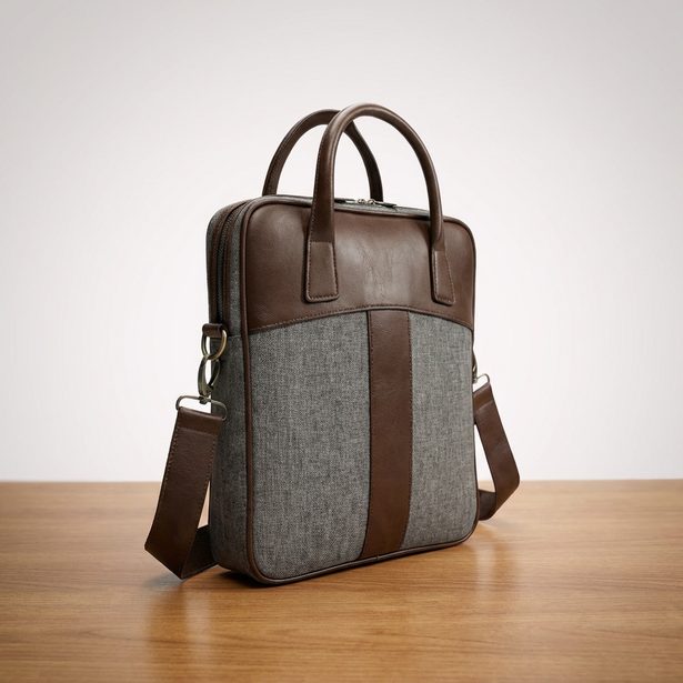 Contrast-Trim Vertical Briefcase