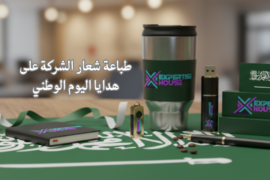 طباعة شعار الشركة على هدايا اليوم الوطني