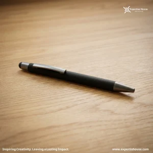 قلم حبر جاف أسود مع قلم شاشة لمسية
