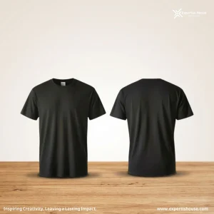 تيشيرت كلاسيكي أسود بياقة دائرية