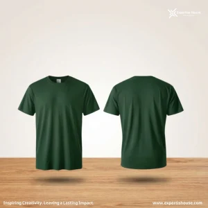 تيشيرت كلاسيكي أخضر داكن بياقة دائرية