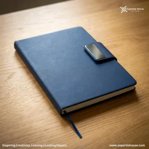 دفتر ملاحظات فاخر أزرق كحلي من جلد PU بإغلاق مغناطيسي