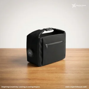 حقيبة الغداء السوداء الذكية مع شاشة قياس الحرارة