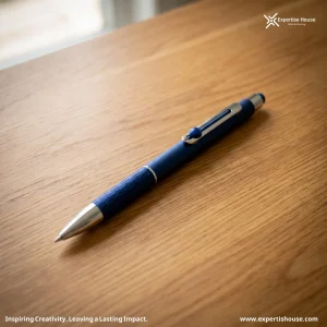 قلم حبر جاف معدني أزرق فاخر