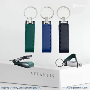 فلاشة USB فاخرة بحلقة جلدية للمفاتيح