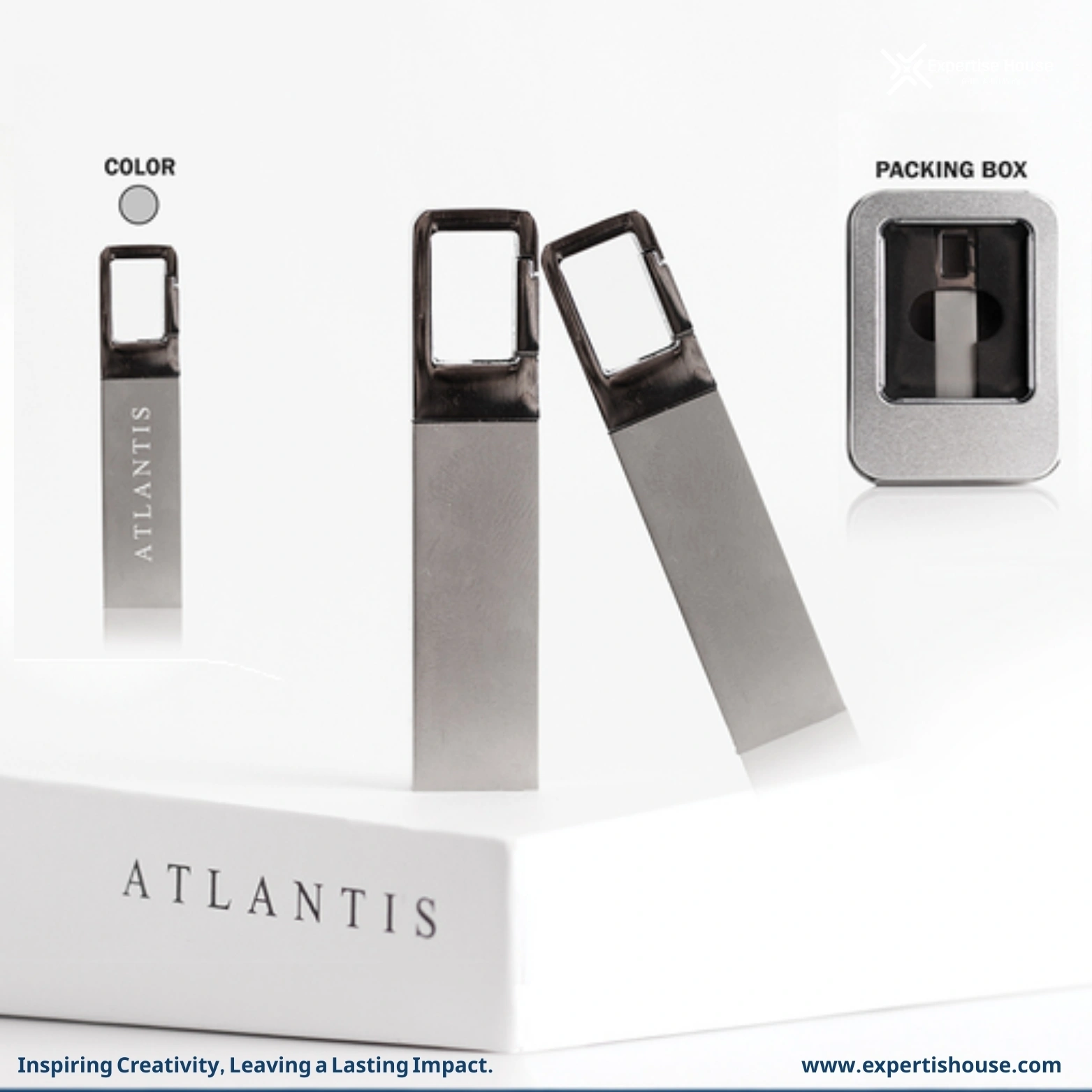 فلاشة USB معدنية فاخرة مع تصميم حلقة مفتوحة وصندوق هدايا 1 فلاشة USB معدنية فاخرة مع تصميم حلقة مفتوحة وصندوق هدايا