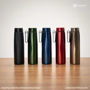 مجموعة زجاجات ماء معدنية معزولة فاخرة مزودة بمشبك حمل