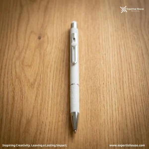 قلم حبر جاف معدني أبيض فاخر