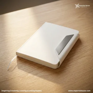 دفتر ملاحظات فاخر أبيض من جلد PU بغطاء مغناطيسي مائل